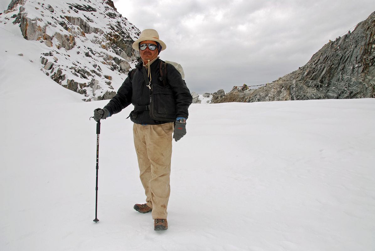 19 Guide Gyan Tamang On Glacier With Cho La Behind